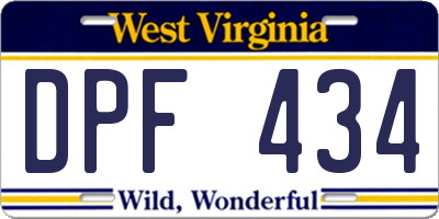 WV license plate DPF434