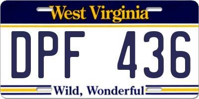 WV license plate DPF436