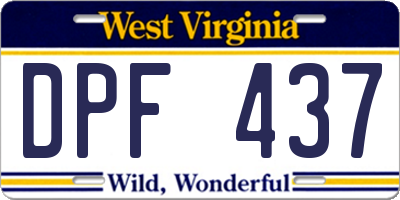WV license plate DPF437