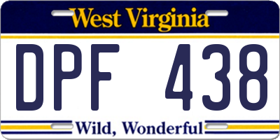 WV license plate DPF438