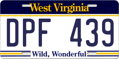 WV license plate DPF439