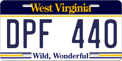 WV license plate DPF440