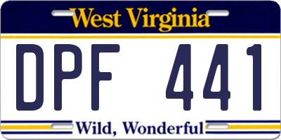 WV license plate DPF441