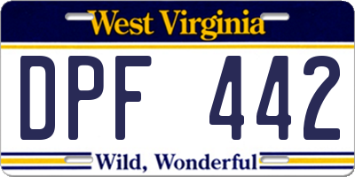 WV license plate DPF442