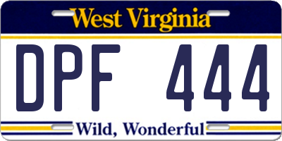 WV license plate DPF444