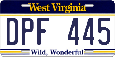 WV license plate DPF445