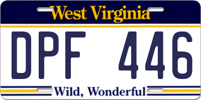 WV license plate DPF446
