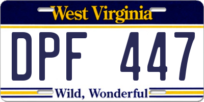 WV license plate DPF447