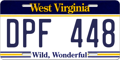 WV license plate DPF448