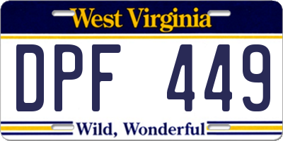 WV license plate DPF449