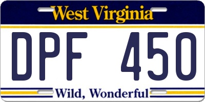 WV license plate DPF450