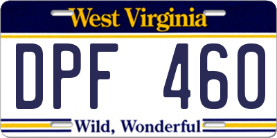 WV license plate DPF460