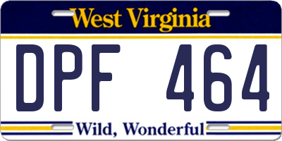 WV license plate DPF464