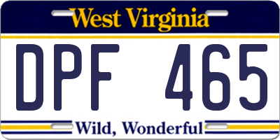 WV license plate DPF465