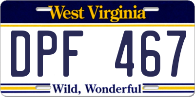 WV license plate DPF467