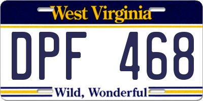 WV license plate DPF468