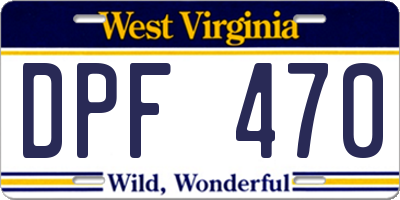 WV license plate DPF470
