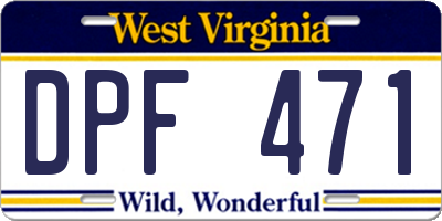WV license plate DPF471