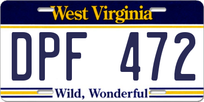 WV license plate DPF472