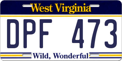 WV license plate DPF473