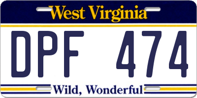 WV license plate DPF474
