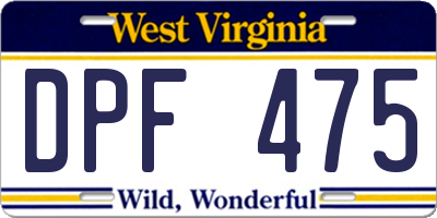 WV license plate DPF475