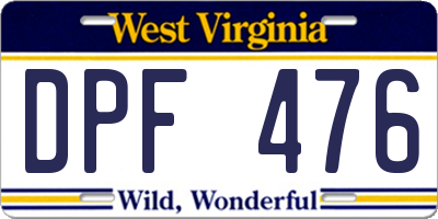 WV license plate DPF476