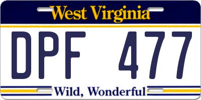 WV license plate DPF477