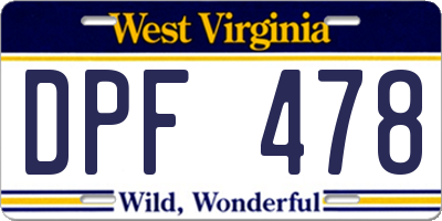 WV license plate DPF478