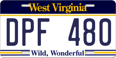 WV license plate DPF480