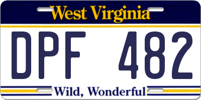 WV license plate DPF482