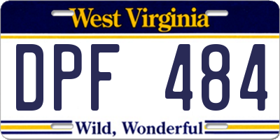 WV license plate DPF484