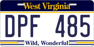 WV license plate DPF485