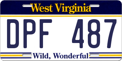 WV license plate DPF487