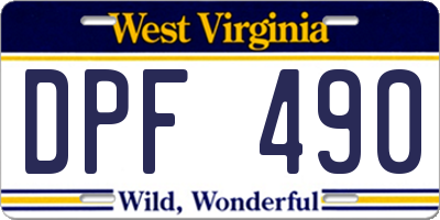 WV license plate DPF490