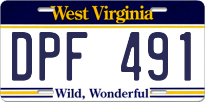 WV license plate DPF491