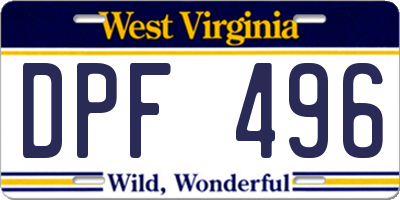 WV license plate DPF496