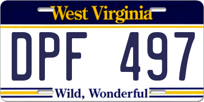 WV license plate DPF497