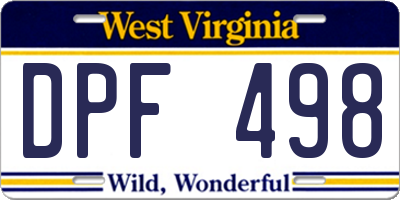 WV license plate DPF498