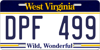 WV license plate DPF499