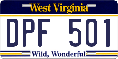 WV license plate DPF501