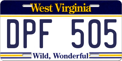 WV license plate DPF505