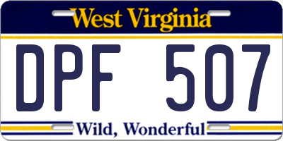 WV license plate DPF507