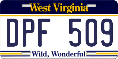 WV license plate DPF509