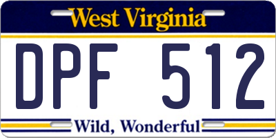 WV license plate DPF512