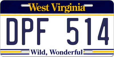 WV license plate DPF514