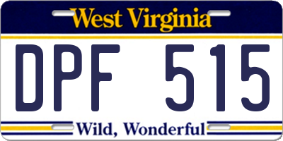 WV license plate DPF515