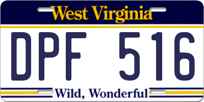 WV license plate DPF516