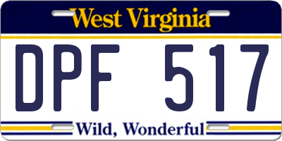 WV license plate DPF517