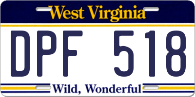 WV license plate DPF518